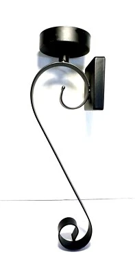 BLACK IRON Large Candle Scroll Work Wall Sconce Hurricane Primitive Industrial L - Image 1 of 3