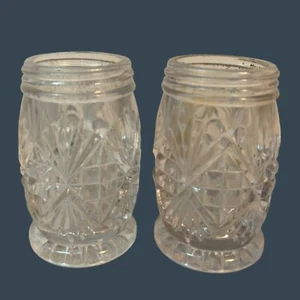 Vintage Clear Cut Glass Salt Pepper Shakers Elegant Mini Vase Wedding Craft Art - Picture 1 of 7