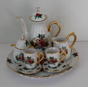 Juego de té miniatura porcelana formalidades Baum Bros acebo bellota piñas 10 piezas ET - Imagen 1 de 21