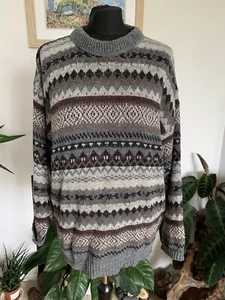 Maglione uomo vintage UOMOWEAR grigio lana mix misto - taglia media - brutto stile - Foto 1 di 13