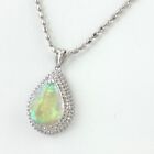 Opal Design Necklace Platinum Pendant Melee Dia Diamond Necklace Pt900 Pt850...