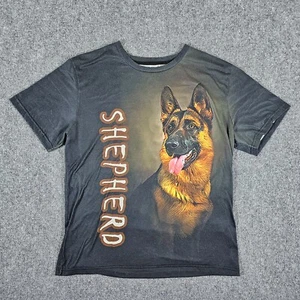 AOP Double Sided German Shepard Graphic Print Kurzarm Hemd Schwarz Herren Gr. L - Bild 1 von 5