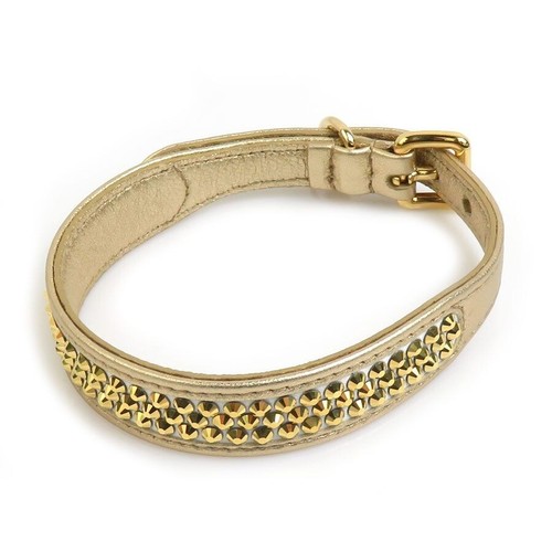 Collare per cani Miu Miu in pelle oro con strass 35 5 cm con scatola K3