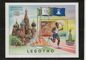 LESOTHO Sc 291-96 NH edición de 1980 - TIRA+S/S - OLIMPIADAS DE MOSCÚ - Imagen 1 de 2