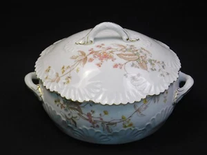 Antique Carlsbad China Austria Covered Dish w/ Berry Strainer Plate 5.5" - Picture 1 of 12