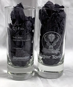 2 neue Jägermeister Jager Tonic Cocktailgläser 0,1 l sehr guter Zustand deutsches Rezept auf Rückseite - Bild 1 von 3