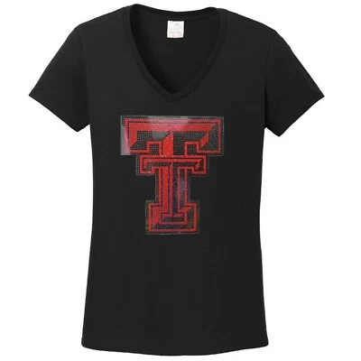Camiseta para mujer Texas Tech Red Raiders lentejuelas imitación estrás mucho brillo Foto 1 de 4