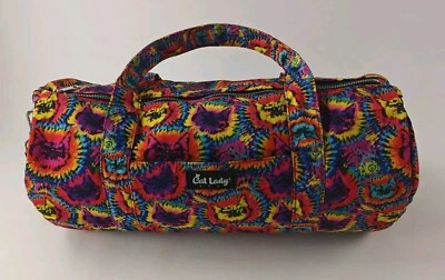 Cat Lady Psychedelic Tie Dyed Full Zip Duffle Bag w/ Strap - Image 1 of 4