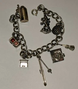 VINTAGE 925 7 1/4" / BETTELARMBAND & 8 CHARMS MEIST SIGNIERT STERLINGSILBER CHARMS - Bild 1 von 10