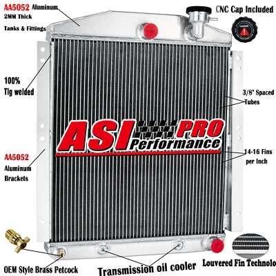 3Row Radiator For 1948-54 Chevrolet Truck 3.8L 4.3L GMC Truck 3.7L 4.1L l6 AT - Image 1 of 4