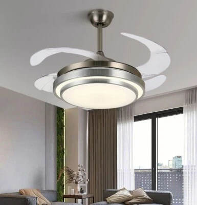 42'' 3-Color LED Light Silver Ceiling Fan Light With Remote Invisible Blade - Image 1 of 4