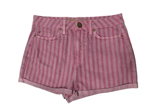 Top Shop Moto Shortie Shorts Womens W30 2 tone pink on pink stripe - Picture 1 of 7