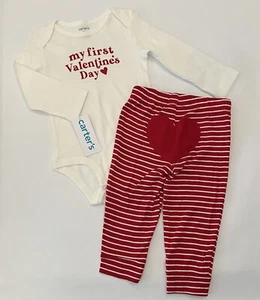 Carters Baby Boy Girl Valentines Day Outfit 18 Months Pants Bodysuit 2 PC Set - Picture 1 of 4