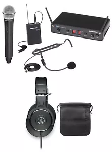 Samson Concert 288 Beltpack/Lav/Headset/Wireless Mics+Audio Technica Headphones - Picture 1 of 11