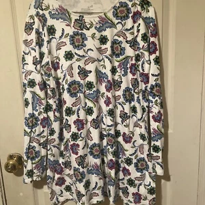 Túnica J.JILL Floral Cuello Redondo Verde Púrpura Mediana - Imagen 1 de 7