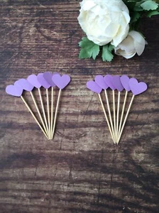 12 X Lilac Purple Hearts Cupcake Toppers Party Birthday Wedding - Picture 1 of 3