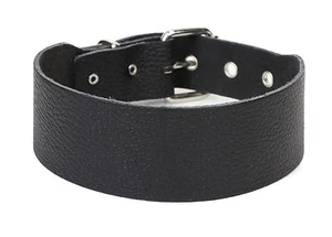 1 3/4" Wide Plain Genuine Buffalo Leather Choker Collar Necklace Roller Buckle - Picture 1 of 2