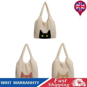 Women Plush Tote Bag Cute Cat Shoulder Bag Lambs Wool Satchel Bag Fluffy Purse - Picture 1 of 21
