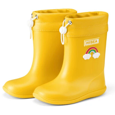 Botas de lluvia HISEA para niños pequeños arco iris niño niña cero caída impermeables antideslizantes botas de agua Foto 1 de 4