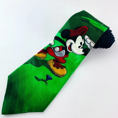 Gravata de golfe Mickey Unlimited verde preta Mickey Mouse 100% seda Disney - Imagem 1 de 4
