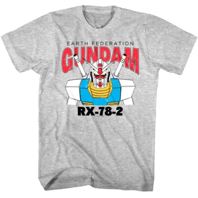 Camiseta gris anime japonés Gundam Earth Federation RX-78-2 para hombre Foto 1 de 3
