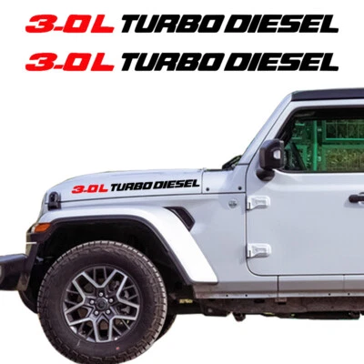 3.0L Turbo Diesel Car Hood Decals for Jeep Wrangler JL JT JK TJ YJ CJ 2pcs — 第 1/4 张图片