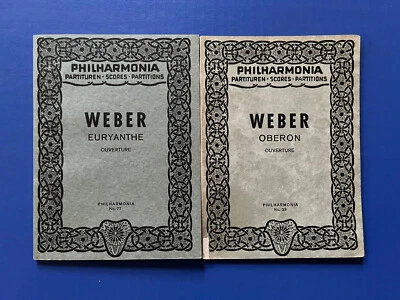 Weber - Lot of Two Overtures Euryanthe & Oberon - Eulenburg Mini Study Scores PB - Image 1 of 4