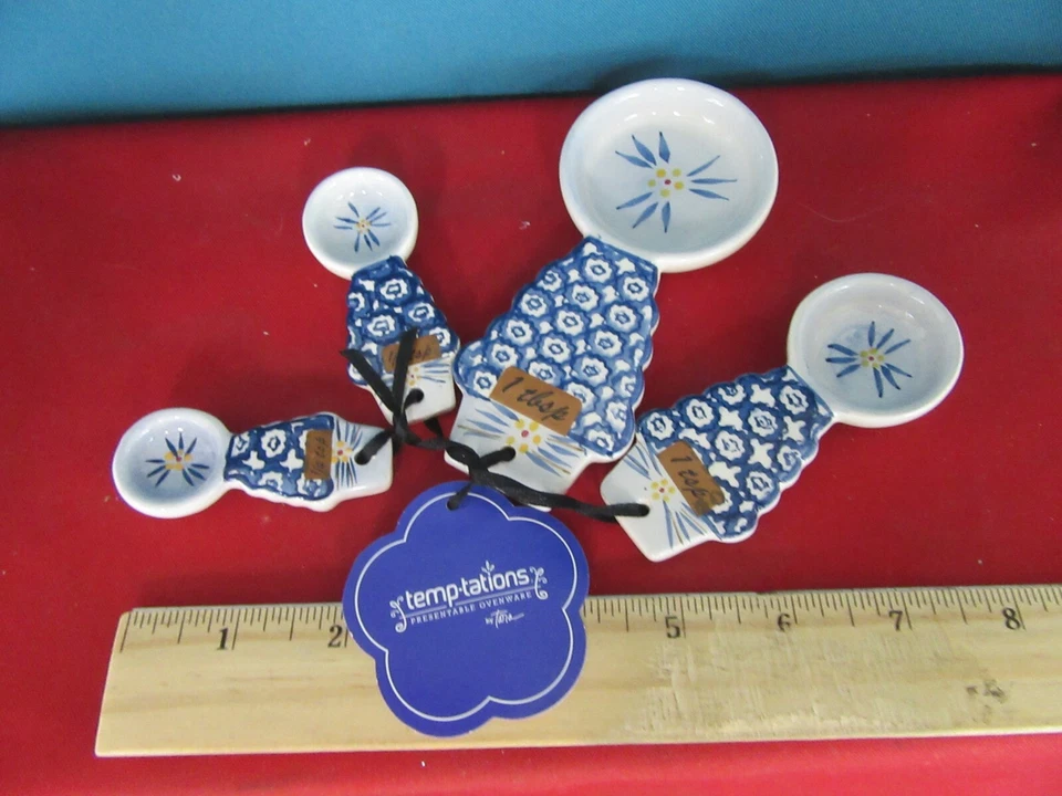 814.  Temp-tations by Tara Ceramic Measuring Spoons Set of 4   Old World - Image 1 of 4