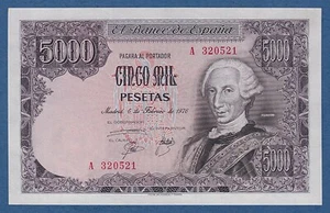 ESPAÑA / SPAIN -- 5000 PESETAS ( 1976 ) -- SC- / aUNC -- SERIE A -- PICK 155 . - Picture 1 of 2