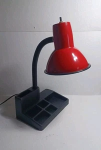 1997 Red Underwriters Laboratories Gooseneck Desk Lamp With Desk Caddy. - Picture 1 of 7