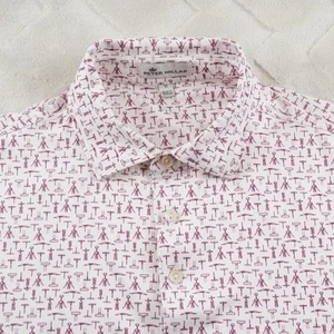 Peter Millar Polo Shirt Mens Medium White Wine Corkscrew Print Golf Performance - Picture 1 of 9