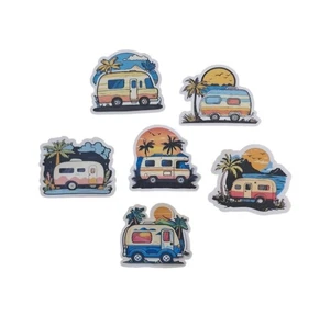 CARAVAN RETRO CAMPING Vinyl Stickers Waterproof Laptop Water Bottle Decal Pack - Picture 1 of 5
