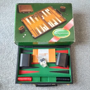 Vintage 1980’s BHS Backgammon In Faux Leather Black Travel Case Complete VGC - Picture 1 of 13