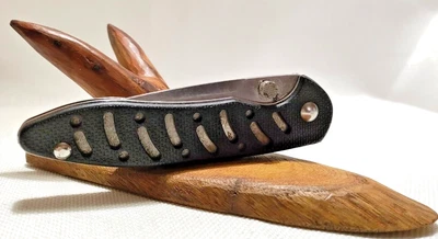 Schrade+ USA Folding Knife w/Pocket Clip & Dual Thumb Stud Black handle SS - Image 1 of 4