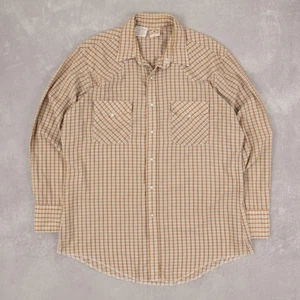 Vintage 90er Kariertes Western Hemd L Made in USA Herren Beige Langarm - Bild 1 von 7