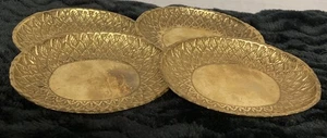 Set Of 4 Vintage Brass Weave Design Trinket Dishes - Bild 1 von 8