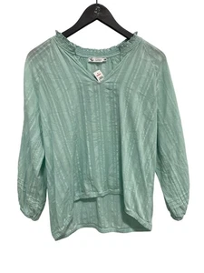 Carve Designs Bluse Größe M gestreift Rüschenausschnitt 3/4 Arm Bio-Baumwolle - Bild 1 von 7