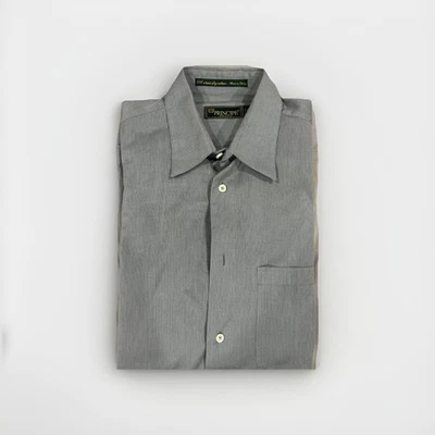 CAMISA SOCIAL MASCULINA VINTAGE PRINCIP CINZA 16.5/34-35 FEITA NA ITÁLIA ÓTIMO ESTADO! - Imagem 1 de 4