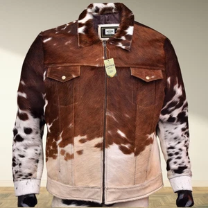 Herren Western Style Rindslederjacke Echthaar auf Ponyfell Geschenk für Ihn - Bild 1 von 6