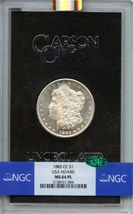 1885-CC Morgan Dollar GSA HOARD S$1 NGC MS64PL (CAC) - Picture 1 of 2