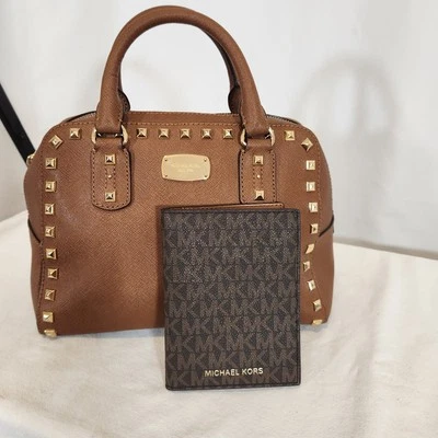 Michael Kors Saffiano Stud Small Satchel Crossbody Limited Edition & WALLET - Image 1 of 4