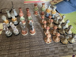 Mitte 20. Jh. Metallguss Büste Schachspiel - Made in Italy - Bild 1 von 13