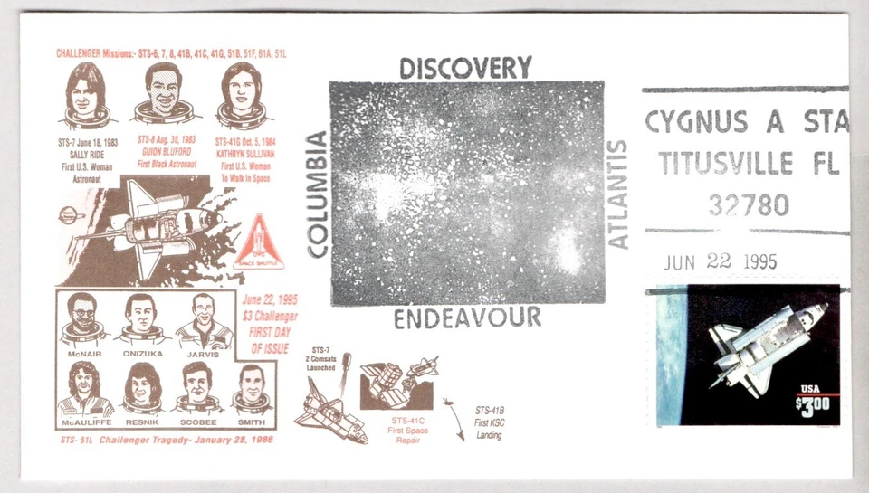 #2544 SPACE SHUTTLE CHALLENGER $3 PRIORITY MAIL STAMP FDC, SALLY RIDE, STS-51L - Image 1 of 1