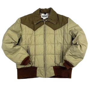 Vintage 70s Woolrich Western Cowboy Ranch Puffer Jacket Tan Brown Medium Fit - Bild 1 von 8