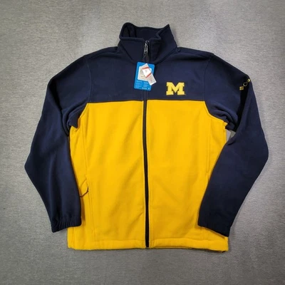 Chaqueta Columbia University of Michigan para hombre mediana azul amarillo cremallera completa nueva con etiquetas Foto 1 de 4