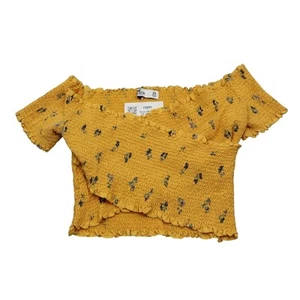 Camisa Hollister California para mujer XS amarilla fuera del hombro ajustada - Imagen 1 de 12