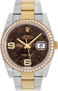 Rolex Datejust in 18k & stainless steel flower dial with original diamond bezel - Picture 1 of 12