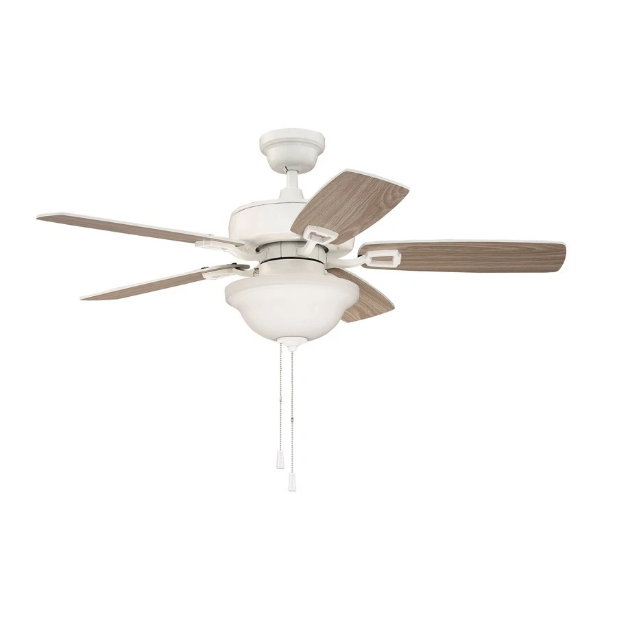 Craftmade Twist N Click 42" 5-Blade Fan, WH/Washed Oak/Frost - TCE42W5C1-C - Image 1 of 1