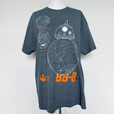 Camiseta Star Wars BB-8 Droide Para Hombre Talla XL Gris Naranja Disney Camisa Camiseta Película Foto 1 de 4