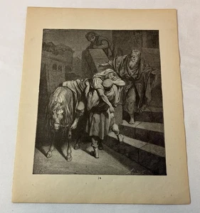 1889 Stampa Bibbia Gustave Dore ~ ARRIVO DEL SAMARITANO ALL'INN - Foto 1 di 1